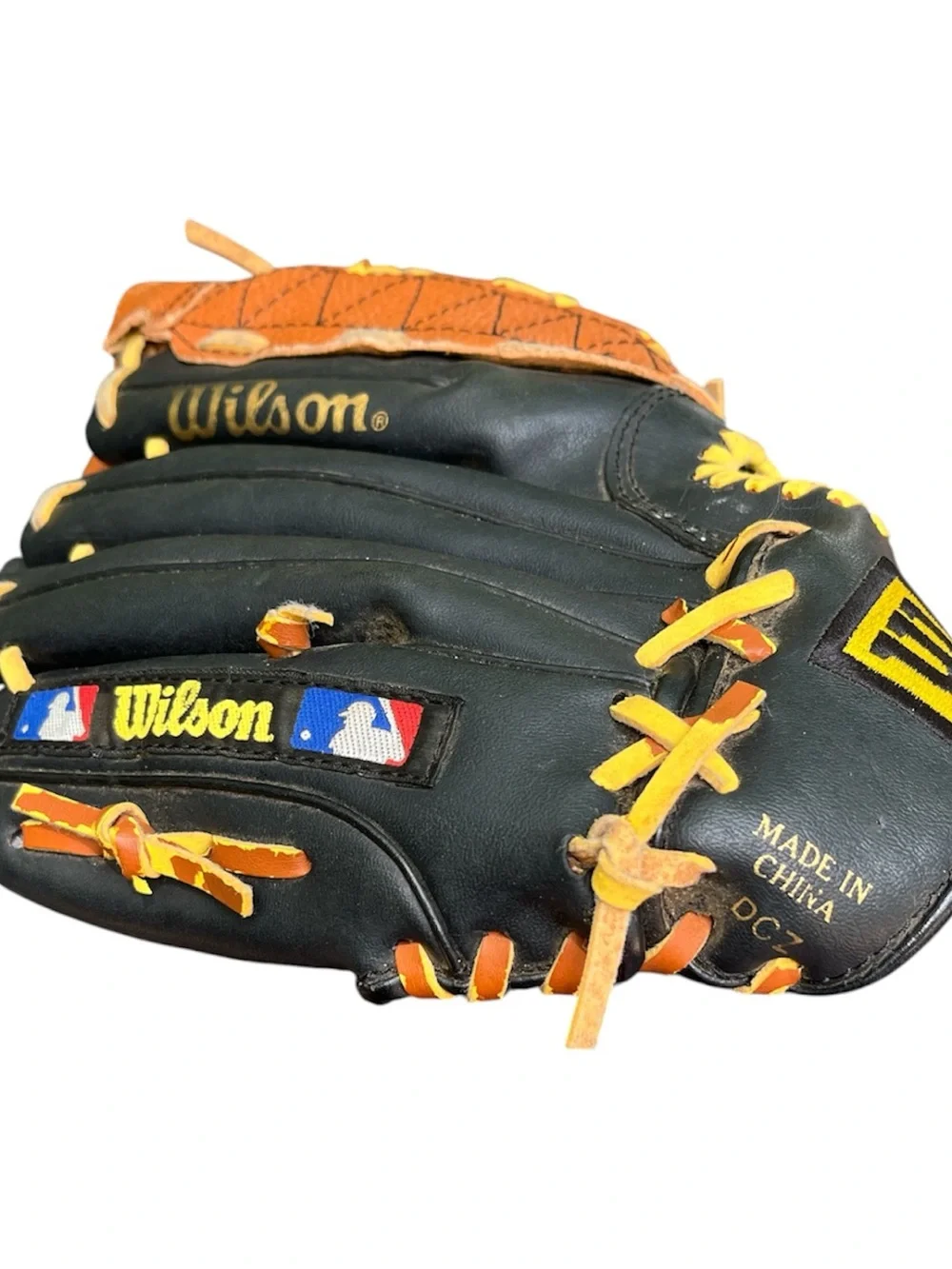 Wilson Kids Baseball Glove - Black and Brown with Yellow Lacing